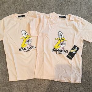 NWT Bundle Pack (2) Banana Monkey Kids short sleeve tee with bags. Sz.7/L
